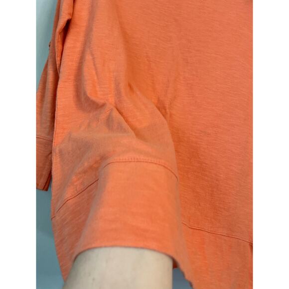 Caribbean Joe, Size Small, Slub Knit Embroidered Floral Monochromatic 3/4 Tee - Picture 2 of 7